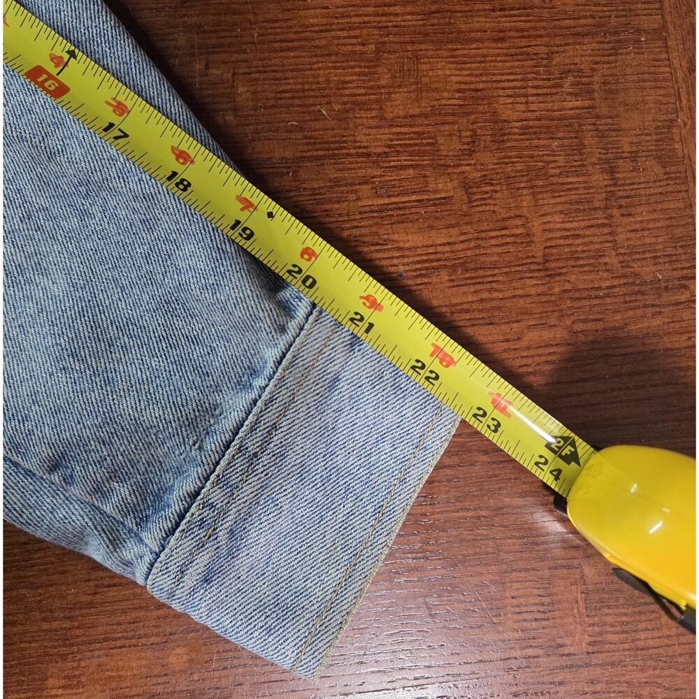 Vintage 90s YES Clothing Co Aztec Denim Trucker Jacket - Boxy Cropped L/XL - Picture 12 of 16
